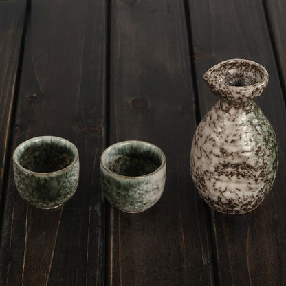 Japansk og koreansk stil 200 ml imiteret marmoreret rund mavekarakteristisk skyld Pot farve glasur keramisk lille vinglas sæt