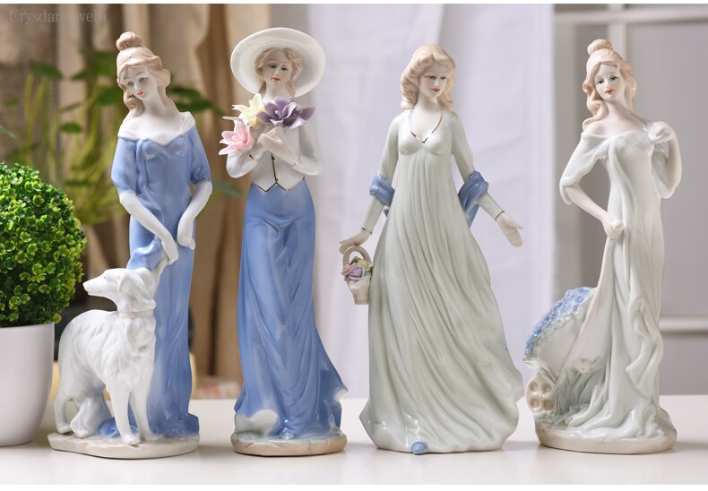 Ceramic Ballet Girl Statue Figurinas Fairy Garden Falda Modern Beauty Escultura Decoración de bodas Decoración del hogar