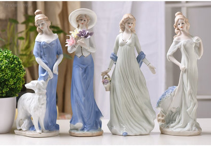 セラミックバレエガール彫像図妖精ガーデンスカートモダンビューティー彫刻結婚式の装飾インテリアホームデコレーション