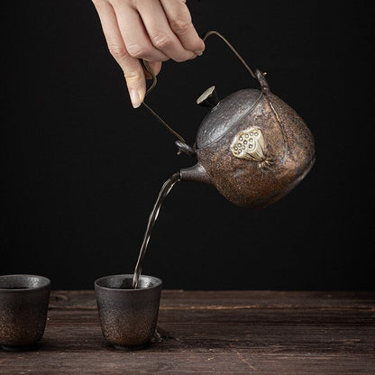 Лотос гончарная чайник винтажный чайный церемония набор молоко