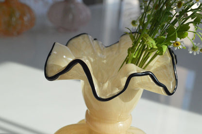 Fransk mælk jade gul græskar perler vase håndlavet glas hjem dekoration stue dekorativ blomster sæt blød dekoration