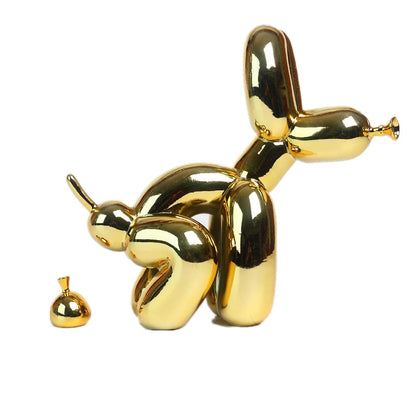 Ballonghund Doggy Poo Statue Resin Animal Sculpture Home Decoration Resin Craft Office Decor Standing Black Gold