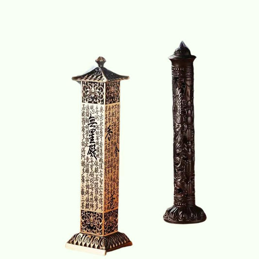 Brûleur d'encens rétro à Relief Vertical, artisanat creux sculpture Dragon phénix pilier épices porte-encens accessoires de bureau pour la maison