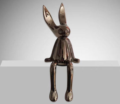 3 pezzi Creative Shiny Statue di coniglio decorazione per la casa moderna antico di resina artistica artistica artigianato ornamento elettroplato