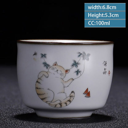 Retro Ru Kiln Ceramic Theckup Coffee Cup Handmade thee Bowl Chinese theeset accessoires Master theekop Drinkware -benodigdheden 100 ml