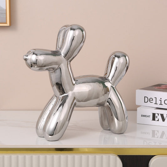 Nordic Style Ceramic Handicraft Balloon Dog Piggy Bank Home Decoration Entrance Living Room TV Cabinet Ornament Children's Gift