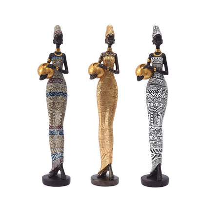 Retro African Crafts Exotic Black Women Character Sculpture Ornament Home Entrance Living Room Soft Decoration