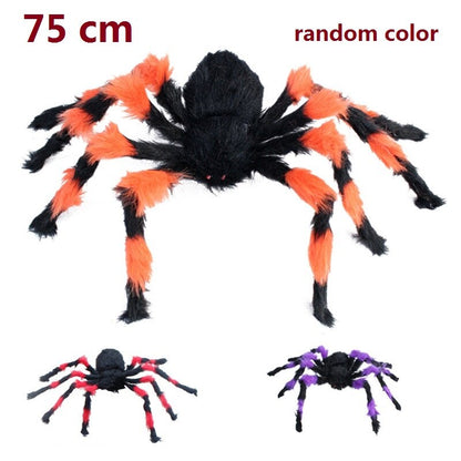 Araignée géante noire effrayante 90/150/200cm, énorme toile d'araignée, accessoires de décoration pour Halloween, maison hantée, décoration géante en plein air pour vacances 