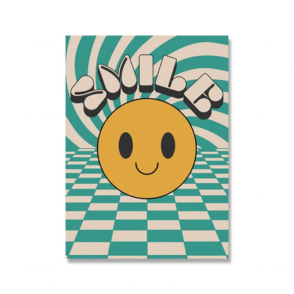 Nauravat hymyilevät kukat sarjakuva juliste retro groovy 70 -luvun tyyliset seinätaiteen kuvat trendikkäät hippi kangas maalaus olohuoneen sisustus