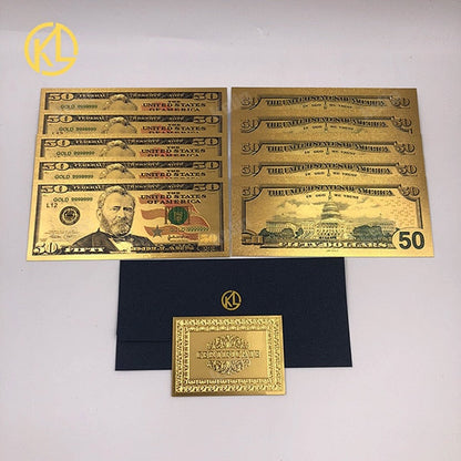 10 stk/parti USA 100 dollar guldfoleret platsic pengesed