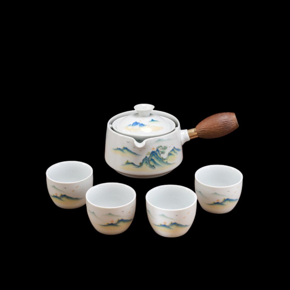 כוס תה קרמיקה לחרסינה חרסינה סינית סט תה סיני קונגפו 360 יצרנית תה סיבוב ו infuser ， תה נסיעות נייד SE SE