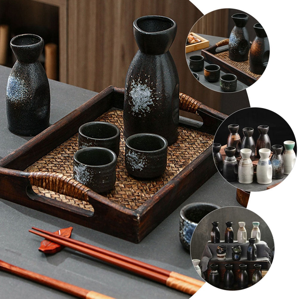 Sake Set Jepang Cangkir Botol Teh Teh Teh Keramik Porselen Gaya Gaya Kacamata Rasi Tembak Potongan Saki Pottery Accessories
