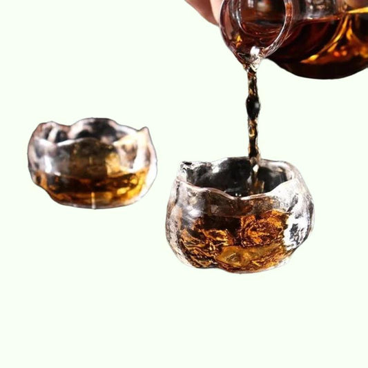 일본식 유리 컵 시음 투명/냉동 찻잔 화이트 와인 컵 콩 푸 마스터 찻잔 티 컵 컵과 티 매트 2 스타일