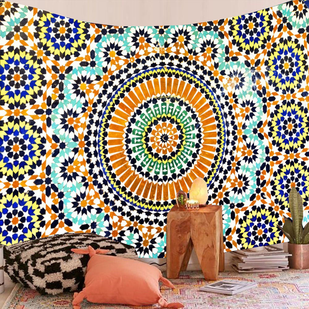 Indian Mandala Tapestry Wall Hanging Colorful Boho Home Decor Beach Throw Rug Filt Room Decor Eesthetic Bohemian Tapestries