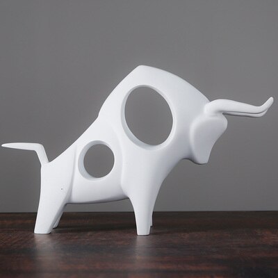 Cattle Statue Ox Home Decor Living Room Bull Sculpture Wine TV Cabinet Ornament Crafts Abstract Animal Figurine
