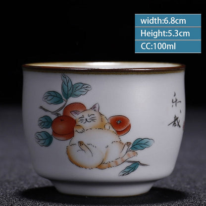 Retro ru ovn Ceramic Teacup Coffee Cup Håndlaget Tea Bowl kinesisk te Sett Tilbehør Master Teacup Drinkware Supplies 100ml