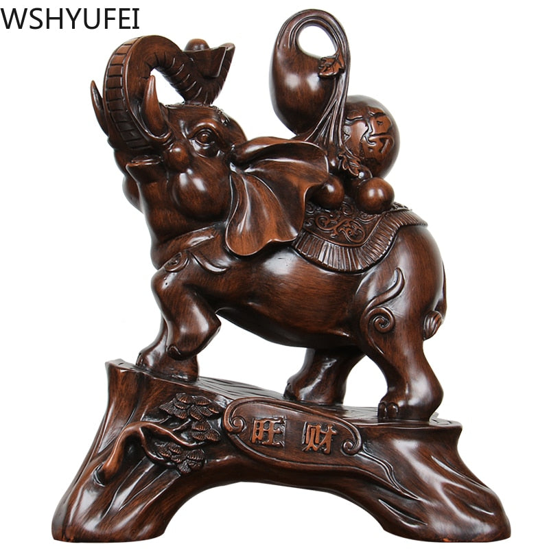 Chinese Style Elephant Animal Wine Cabinet Statue Ornaments Resin Sculpture Crafts Home Decoration Accessories Wedding Gifts