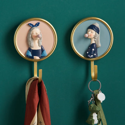 女の子のラックウォールハンギング装飾北欧の絶妙な樹脂コートフックホーム漫画ミニマリストバスルームアクセサリーハンガーの装飾