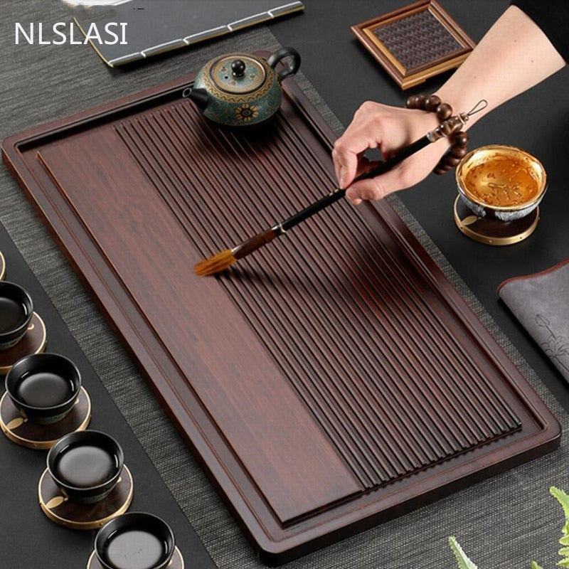 Chinesische Natürliche Bambus tee tablett Entwässerung wasser lagerung Dual-use-Wohnzimmer Tee tisch Zubehör Haushalt Tee Bord Chahai 