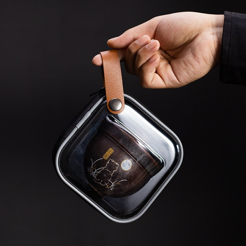 Gümüş Spot Seyahat Çay Seti, Bir Pot Bir Sub Seramik Çin Gaiwan Yaratıcı Retro Üst düzey Çay Seti Longjing Yeşil Çay