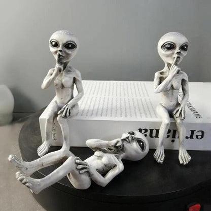 UFO 외계인 귀여운 동상 조각 조각 할로윈 장식 야외 정원 홈 데스크 주최자 사무실 액세서리 파티 장식 어린이 선물