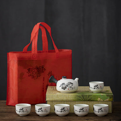 Lumihiutale lasite keraaminen Kung Fu Tea Set Gift Box Teawes Pottery Creative Tea Pot and Cup Set Tea Cup -sarja 6 kiinalaista teesarjaa