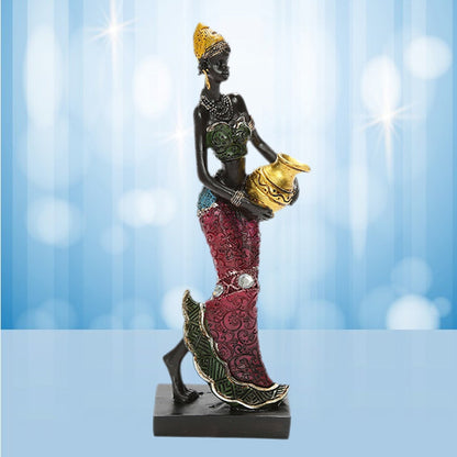 Afrykańskie tańce kobiety miniaturowe figurki plemienne dama statua rzeźba kolekcjonerska sztuka dekoracja domu do biurowiny gabinet telewizyjny