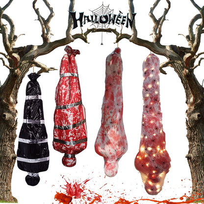 59 polegadas de halloween cadáver adereços de cadáver ao ar livre decoração de moradra assustadora horror saco sangrento saco assombrado decorações penduradas