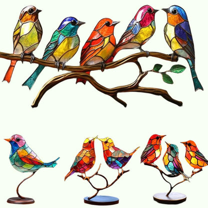 Gevlekte acrylvogels op branch -bureaublad ornamenten acryl materiaal vogels huis ornamenten papegaai hanger beste moederdag geschenken