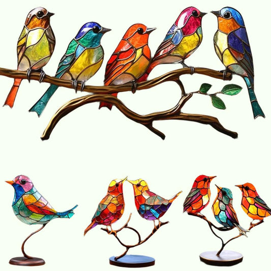 Aves acrílicas manchadas em ornamentos de desktop de filial Material acrílico Birds Ornamentos para casa Pingente de papaga