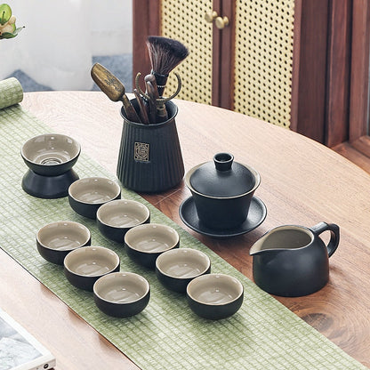 Chinesische Reise Tee-Set Gaiwan Tragbare Teesiebe Zeremonie Keramik Tee-Sets Teetasse Komplette Werkzeuge Geschenk Juego Te Küche Teegeschirr