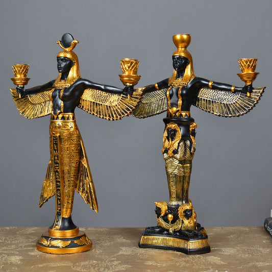 אלוהי מצרים עתיק פסל מלאכת שרף מלאכה בכנף נרות אלת אלת אמנות פיסול ביתי קישוט מתנה מזכרות מתנה