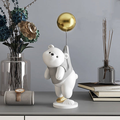 Creative Balloon Polar Bear Resina Ornamentos de Decoração de Casa Artesanato Estátua Mesa de Escritório Figuras Decoração Bookcase Sculpture Craftsd