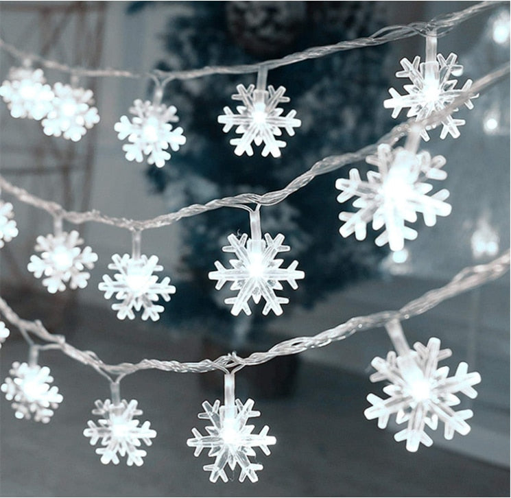 Guirlande lumineuse flocon de neige 3M 20LED, ornements de noël pour la maison, décoration suspendue pour arbre de noël, cadeaux du nouvel an 2023 