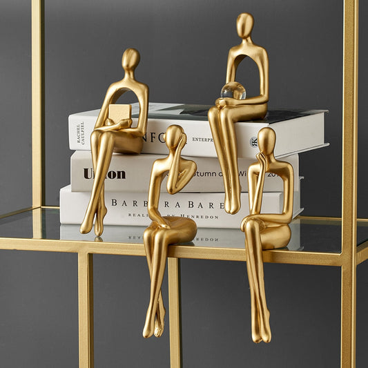 Figurines voor interieur moderne huizendecoratie abstract sculptuur luxe woonkamer decor bureau accessoires gouden figuur standbeeld