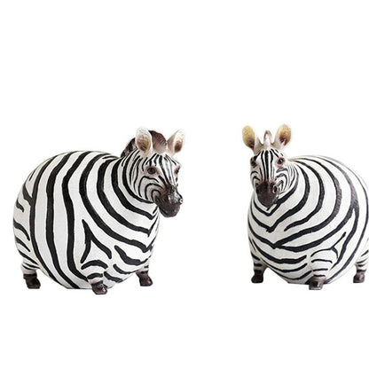 Nordic Resin Zebra Artifak Pasangan Brindle Horse Figurines Abstrak Ornamen Potongan Hiasan Belajar Rumah Hiasan Bilik Kanak-kanak