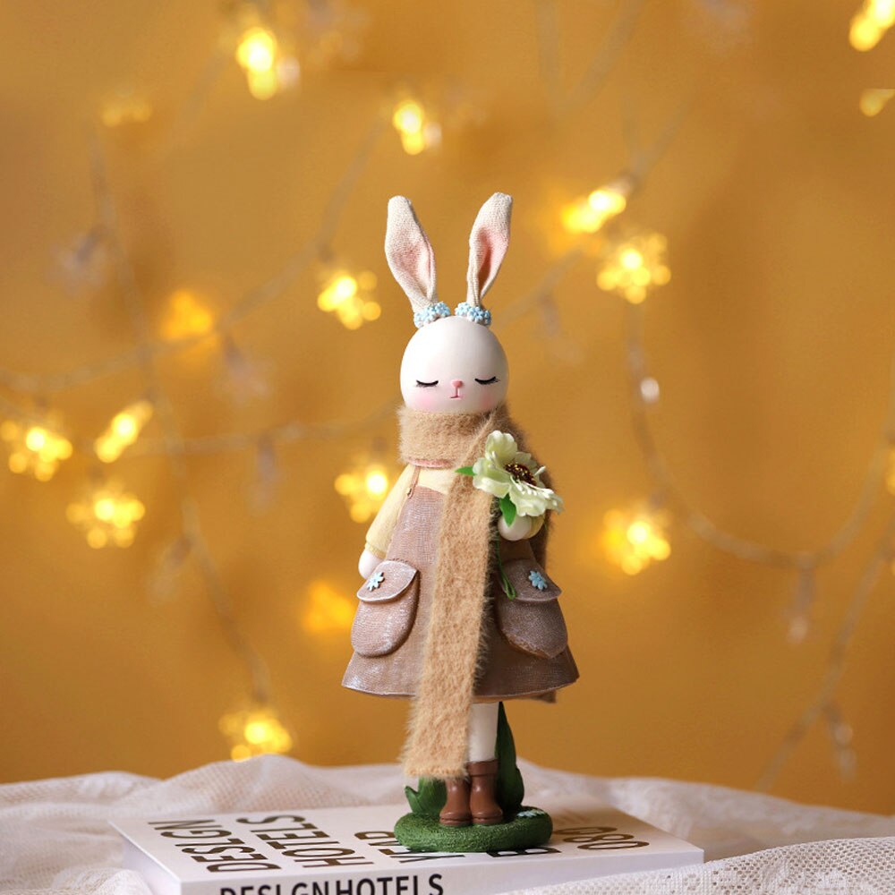 2023 Крубиновое пасхальное украшение милая кролика статуэтка смола