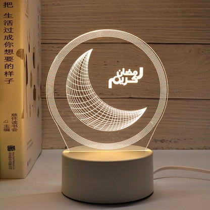 2023 Idul Fitri Mubarak LED Lampu Lampu ornamen 3d Lampu Malam Akrilik Pesta Ramadhan Muslim Idul Fitri Al Adha Ramadan Dekorasi untuk Rumah