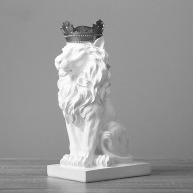 Lion Animal Figurenes resina Crown Lions estátua Arte artesanal Presente Decoração Decoração do Office Ornamento Decoração da Casa da sala de estar