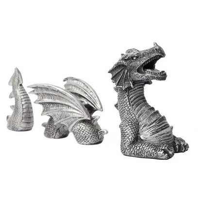 Resin decorative decorations black and white three section flying dragon statue garden decorations resin crafts