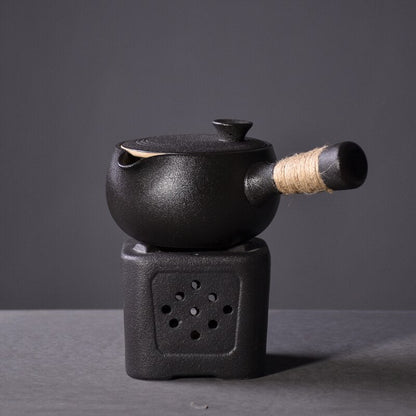 Черная керамическая керамика Kyusu Teapot - чайный горшок Drinkware 500 мл