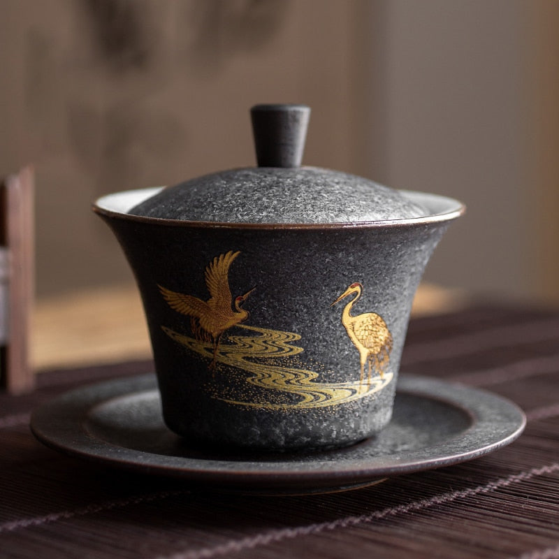 كوب شاي جيوان مصنوع يدويًا من السيراميك طقم شاي الكونغ فو الصيني أدوات الشرب