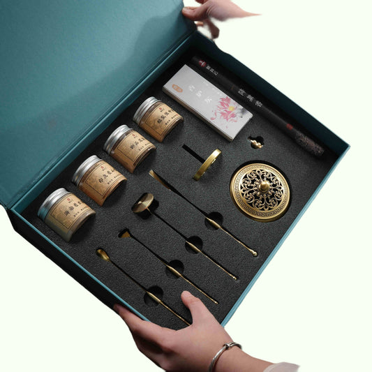 High End Fragrance Seal Gift Box Set Tembaga Tembaga Wang Tanah Lengkap Kemenyan Laluan Kemasukan Alat Meterai Peralihan Alat Hadiah Serbuk