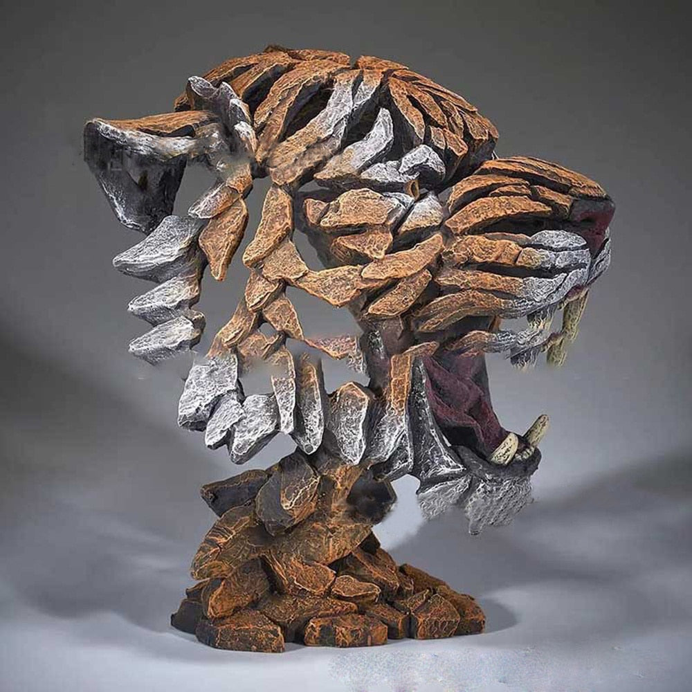 現代の動物彫刻動物彫刻コレクションタイガーバストオブエッジシーンホームデコア動物像ガネーシャ彫像