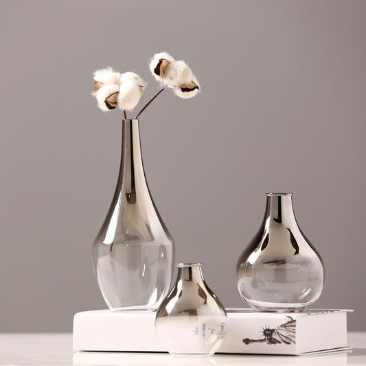 ガラス花瓶銀勾配乾燥北欧の花瓶の装飾ホームデコレーション植木鉢装飾クリスマスギフトホームデコレーション