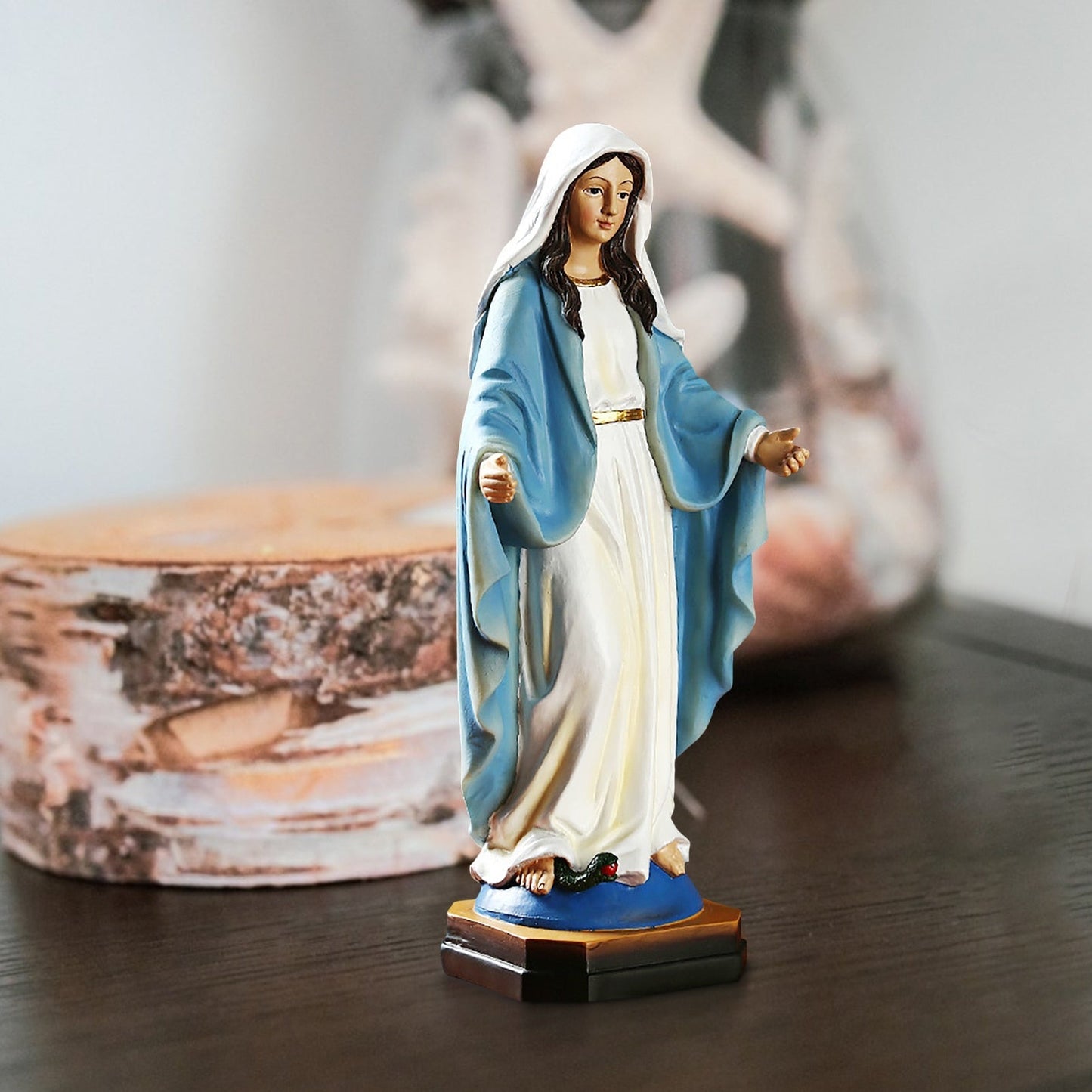 פסל מרים בתולה 8.8 גבירתנו מגס פסל הבתולה מרי מבורכת פסל שרף פסלון אמא מדונה קתולית דתית