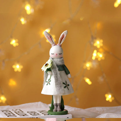 2023 Rabbit Easter Decoration Cute Bunny figur Harts Hantverk vardagsrum Desktop Prydnad Rabbit Statue Easter Decor för hemmet