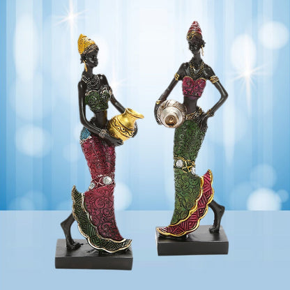 נשים ריקודים אפריקאיות מיניאטורות דמויות גברת שבטית פסל פסל אספנות קישוט ביתי לקבינט טלוויזיה משרדי