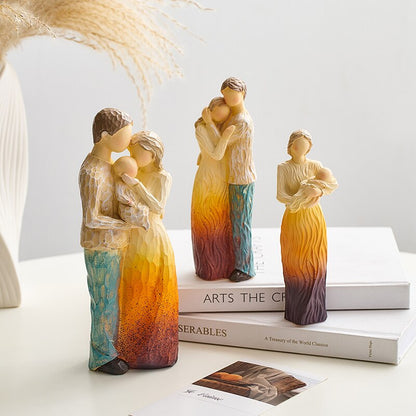 장식 가족 테마 인형 인형 가정 장식 공예 초록 사람들 조각 유럽 스타일 거실 책상 액세서리