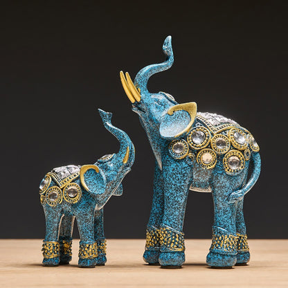 황금 코끼리 거실 장식 코끼리 동상 수지 조각 아프리카 장식 홈 펜 슈이 장식 사무실 장식